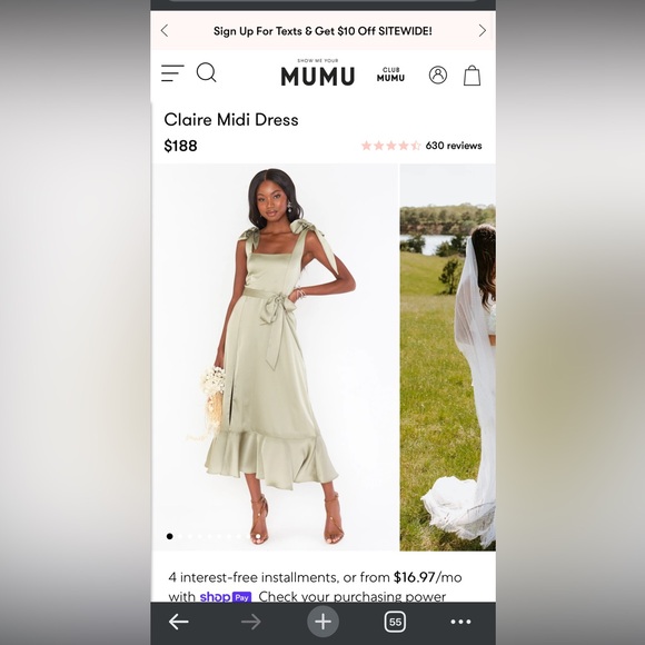 Show Me Your Mumu XXL Claire Midi Dress in Moss Green Luxe Satin - Picture 11 of 11